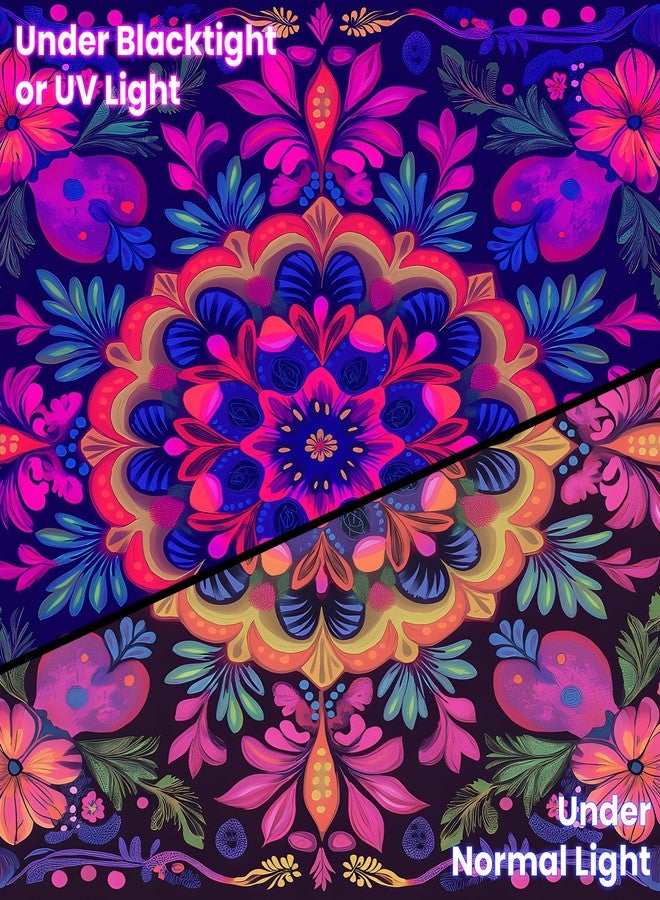 BVBOX Blacklight Mandala Tapestry 79"x59", UV Reactive Glow In The Dark Black Light Mandala Wall Art Tapestry Posters for Living Room, Bedroom(Type 6) - Image 5